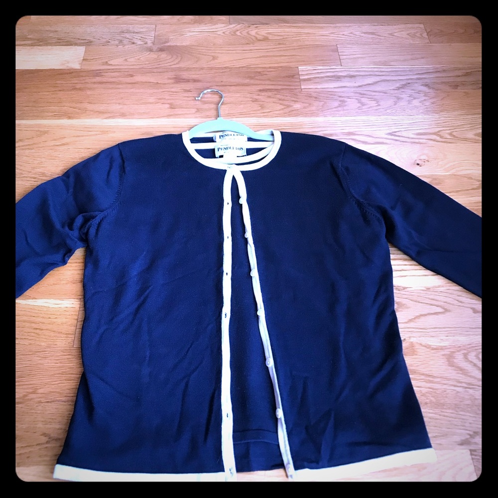 Pendleton Silk Navy Cardigan Twinset